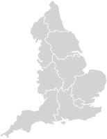 Grey with White Outline England Map with District Borders Europe Country vector