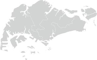 Grey with White Outline Singapore Map with District Borders Asian Country vector