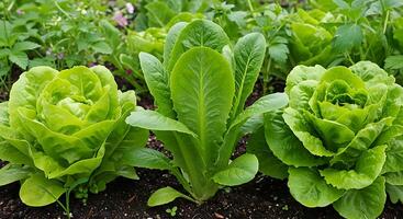 Vibrant Green Lettuce Thriving in the Garden A Burst of Freshness photo