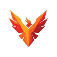 Geometric phoenix logo illustration in red orange and yellow colors on a white background vector