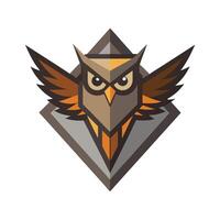 Geometric Owl Illustration with Wings and Diamond Frame on White Background bird flying vector