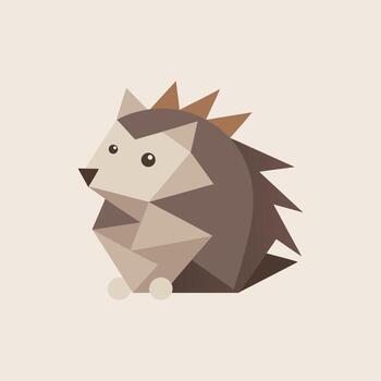 geométrico erizo ilustración en marrón y beige tonos con triangular formas en un ligero vector