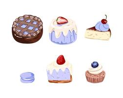 assortment of colorful desserts and pastries vector