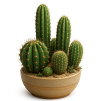 Elegant Cactus Display Simple Compose Desert Plant Green Potted Arrangement png