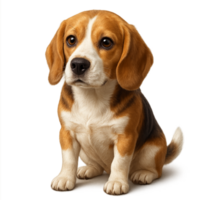 Charming Beagle Portrait Simple Compose Adorable Dog Pet Sitting Pose png
