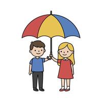 Children Holding Umbrella Together Illustration vector