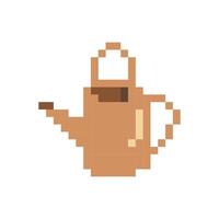 Pixel Art Watering Can Cute Retro 8-Bit Garden Tool Illustration for Farming or Game Design vector