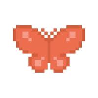 Cute Pixel Butterfly Retro 8-Bit Orange Insect Illustration for Game and Sticker Design vector