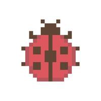 Cute Pixel Ladybug 8-Bit Red Beetle Illustration for Game and Sticker Design vector