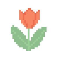 Cute Pixel Tulip Pastel 8-Bit Spring Flower Illustration for Game and Kids Design vector
