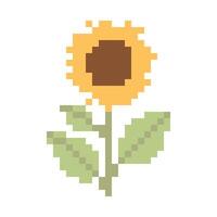 Pixel Art Sunflower Cute Retro 8-Bit Flower Illustration for Summer or Garden Design vector