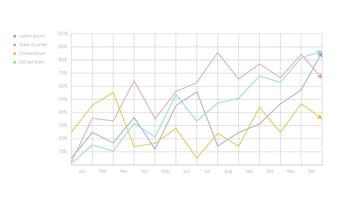 4 color arrow line graph template design vector
