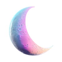 3D Half Moon with Pink Light on Transparent Background png