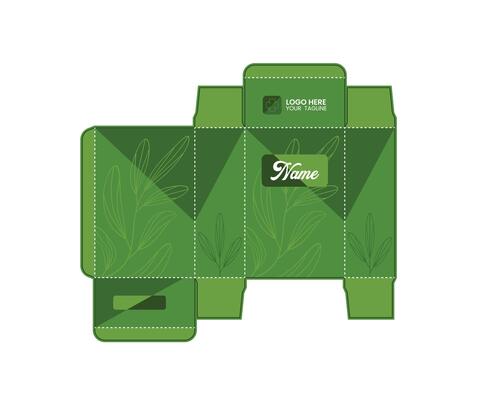 Creative packaging label design doodle mailer box art with leaves and nature inspired patterns