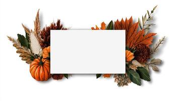 Autumn Floral Arrangement With Pumpkins and Leaves for Seasonal Celebrations. photo