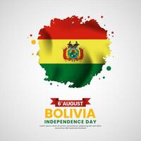 Bolivia independence day with Grunge brush painted flag style for square banner background vector