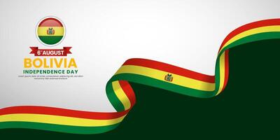 Bolivia independence day background august 6th design element with waving ribbon flag vector