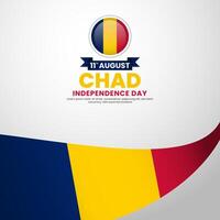 Chad flag for independence day square background with realistic flag vector