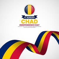 Chad independence day greeting card, square banner background with warving flag vector