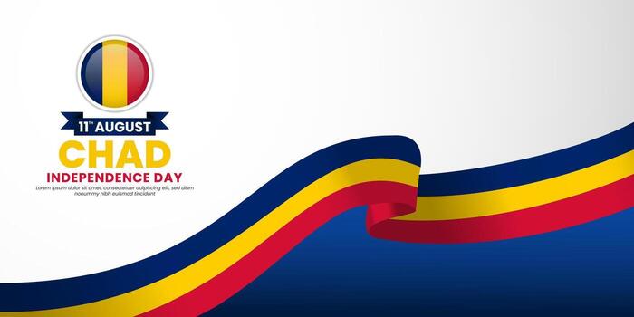 Chad flag for independence day banner background with text space area vector