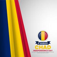 Chad flag for independence day square banner with realistic flag vector