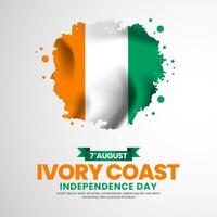 Ivory coast independence day with Grunge brush painted flag style for square banner background vector