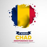 Chad independence day with Grunge brush painted flag style for square banner background vector