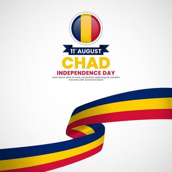 Chad flag for independence day square banner background with realistic flag vector