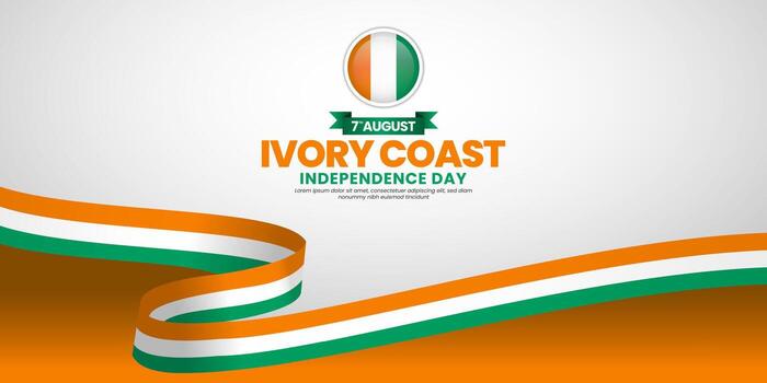 ivory coast independence day background august 7th design element with waving ribbon flag vector