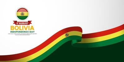 Bolivia independence day banner background august 6th design element with waving ribbon flag vector