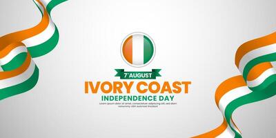 ivory coast independence day banner background august 7th design element with waving flag vector