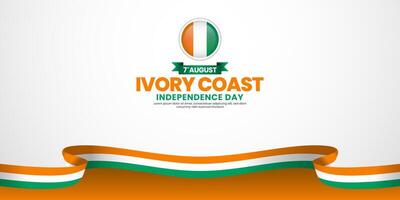 ivory coast independence day banner background design element with waving ribbon flag vector