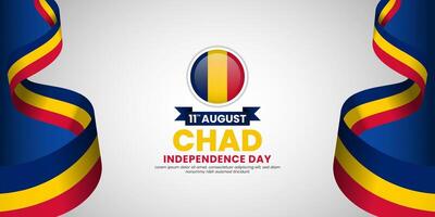Chad independence day banner background august 11th design with waving ribbon flag vector