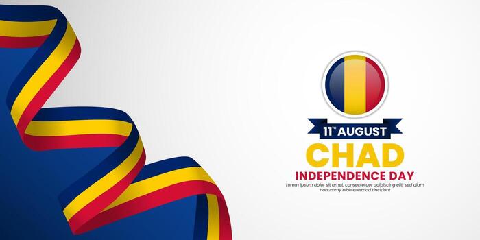 Chad independence day banner background august 11th design element with waving ribbon flag vector