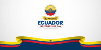 Ecuador flag for independence day background with waving ribbon flag vector