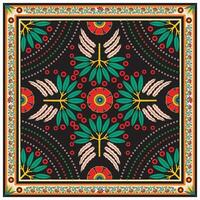 Colorful floral print pattern featuring red flowers, green leaves, and yellow accents on a white background, creating a vibrant design. vector