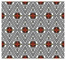 A decorative paisley seamless design showcasing red and yellow flowers arranged in a repeating pattern. vector