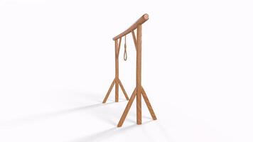 Wooden gallows isolated on white 3d rendering video