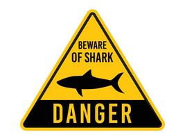 yellow triangle sign danger beware shark isolated on white background vector