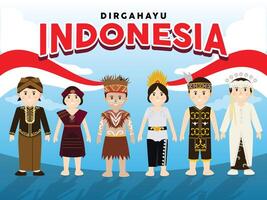 Indonesian traditional costumes illustration vector