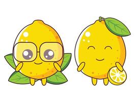 Animated lemons with smiles and glasses vector