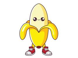 Cartoon banana character wearing sneakers vector
