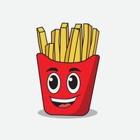 smiling french fries junk food icon vector