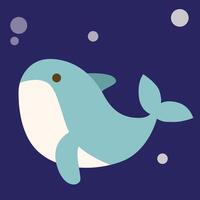 whale illustrations in flat design style vector