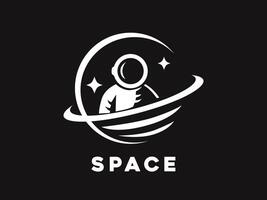 astronaut themed logo with circular lines vector
