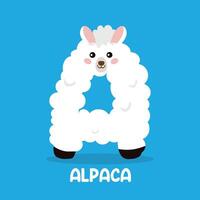 Cute cartoon alpaca character illustration vector