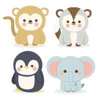 Cute cartoon animals illustration vector