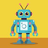 flat robot illustration, vintage robot vector