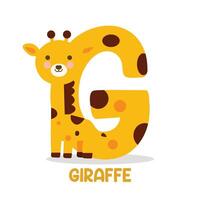 Cute giraffe with letter G illustration vector