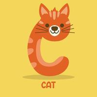 Animal alphabet Letters from C Cat Cartoon cute animals vector